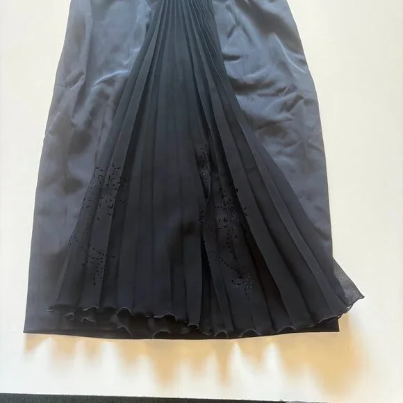 Escada Silk Strapless Black Back Bow Pleated Laser Cut out Prom Dance Wedding - Picture 8 of 11